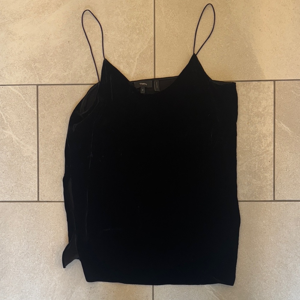 Theory Black Velvet Spaghetti-Strap Cami